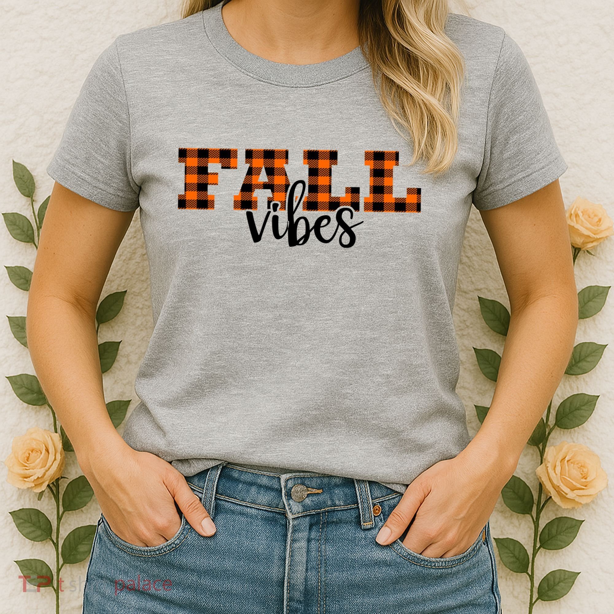 Fall Vibes Plaid October Women's T-Shirt