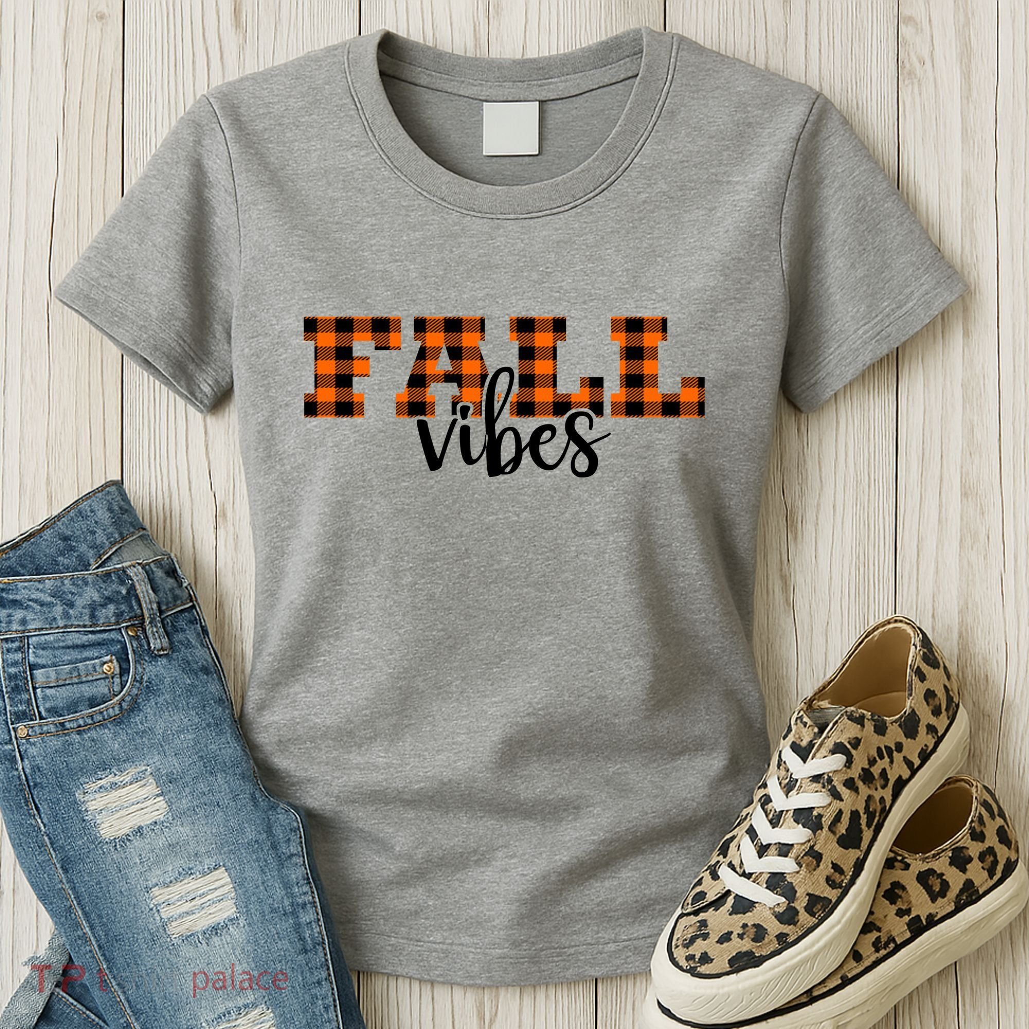 Fall Vibes Plaid October Women's T-Shirt