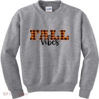 Fall Vibes Plaid October Kids Sweatshirt thumb 0