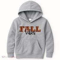 Fall Vibes Plaid October Kids Hoodie thumb 0