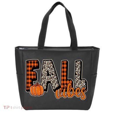 Fall Vibes Pumpkin Plaid Cheetah Tote Bag