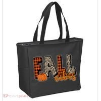 Fall Vibes Pumpkin Plaid Cheetah Tote Bag thumb 2