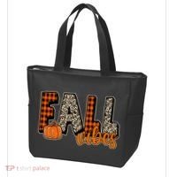Fall Vibes Pumpkin Plaid Cheetah Tote Bag thumb 3