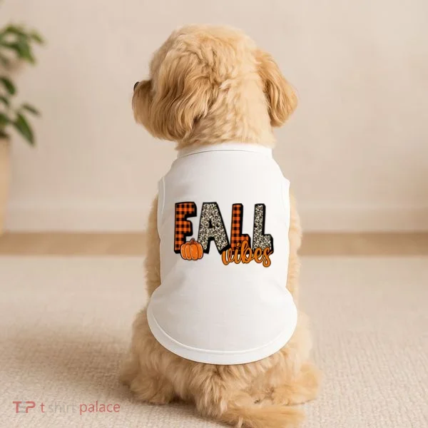 Fall Vibes Pumpkin Plaid Cheetah Doggie Tank