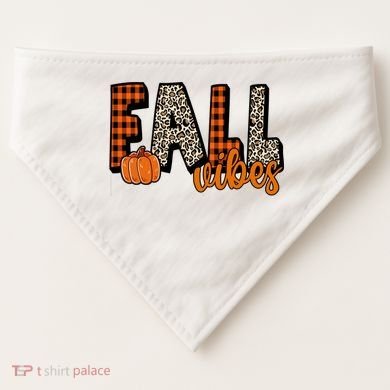 Fall Vibes Pumpkin Plaid Cheetah USA-Made Doggie Bandana