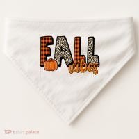 Fall Vibes Pumpkin Plaid Cheetah USA-Made Doggie Bandana thumb 0