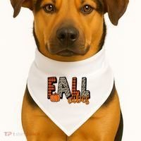 Fall Vibes Pumpkin Plaid Cheetah USA-Made Doggie Bandana thumb 1