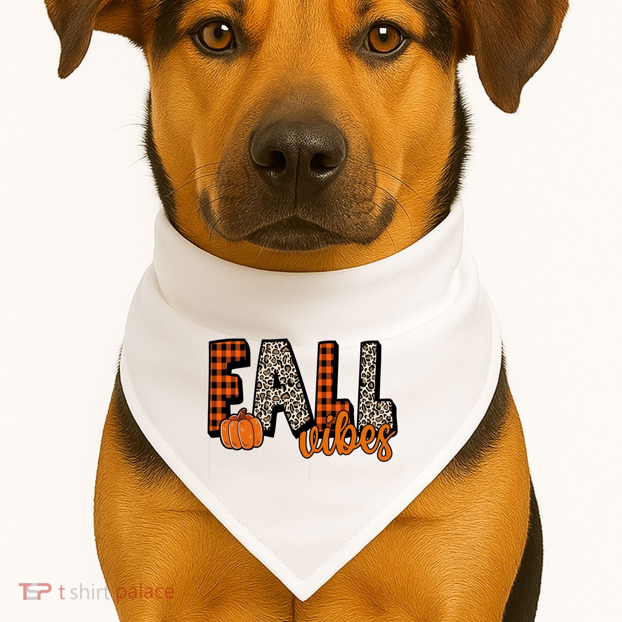 Fall Vibes Pumpkin Plaid Cheetah USA-Made Doggie Bandana