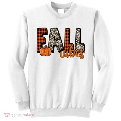Fall Vibes Pumpkin Plaid Cheetah Sweatshirt