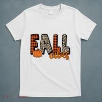 Fall Vibes Pumpkin Plaid Cheetah T-Shirt thumb 5