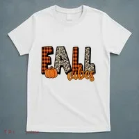 Fall Vibes Pumpkin Plaid Cheetah T-Shirt thumb 5
