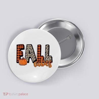 Fall Vibes Pumpkin Plaid Cheetah Button