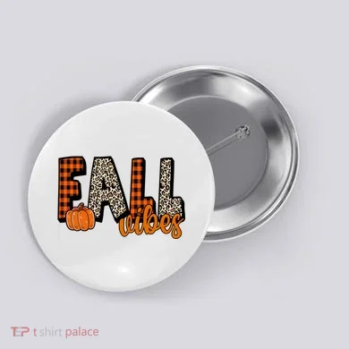 Fall Vibes Pumpkin Plaid Cheetah Button