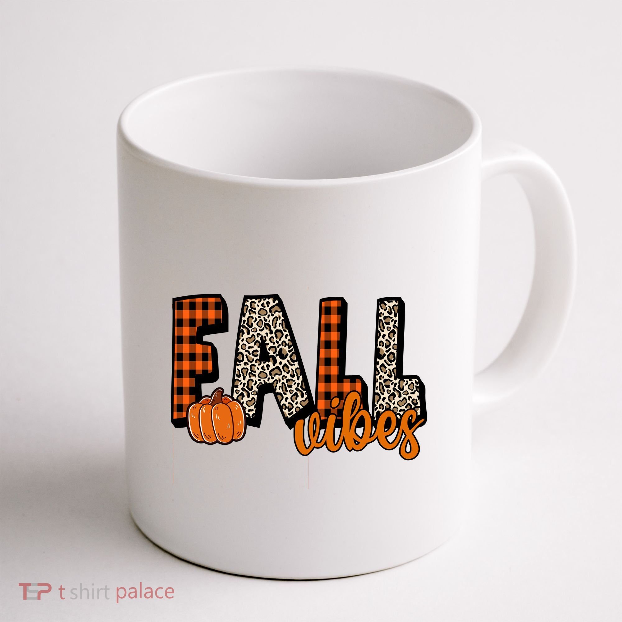 Fall Vibes Pumpkin Plaid Cheetah Coffee Mug