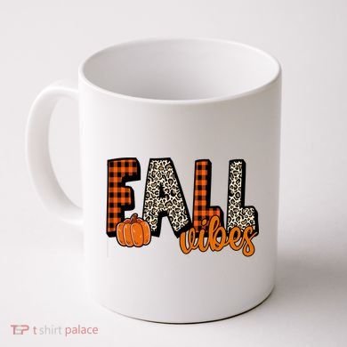 Fall Vibes Pumpkin Plaid Cheetah Coffee Mug