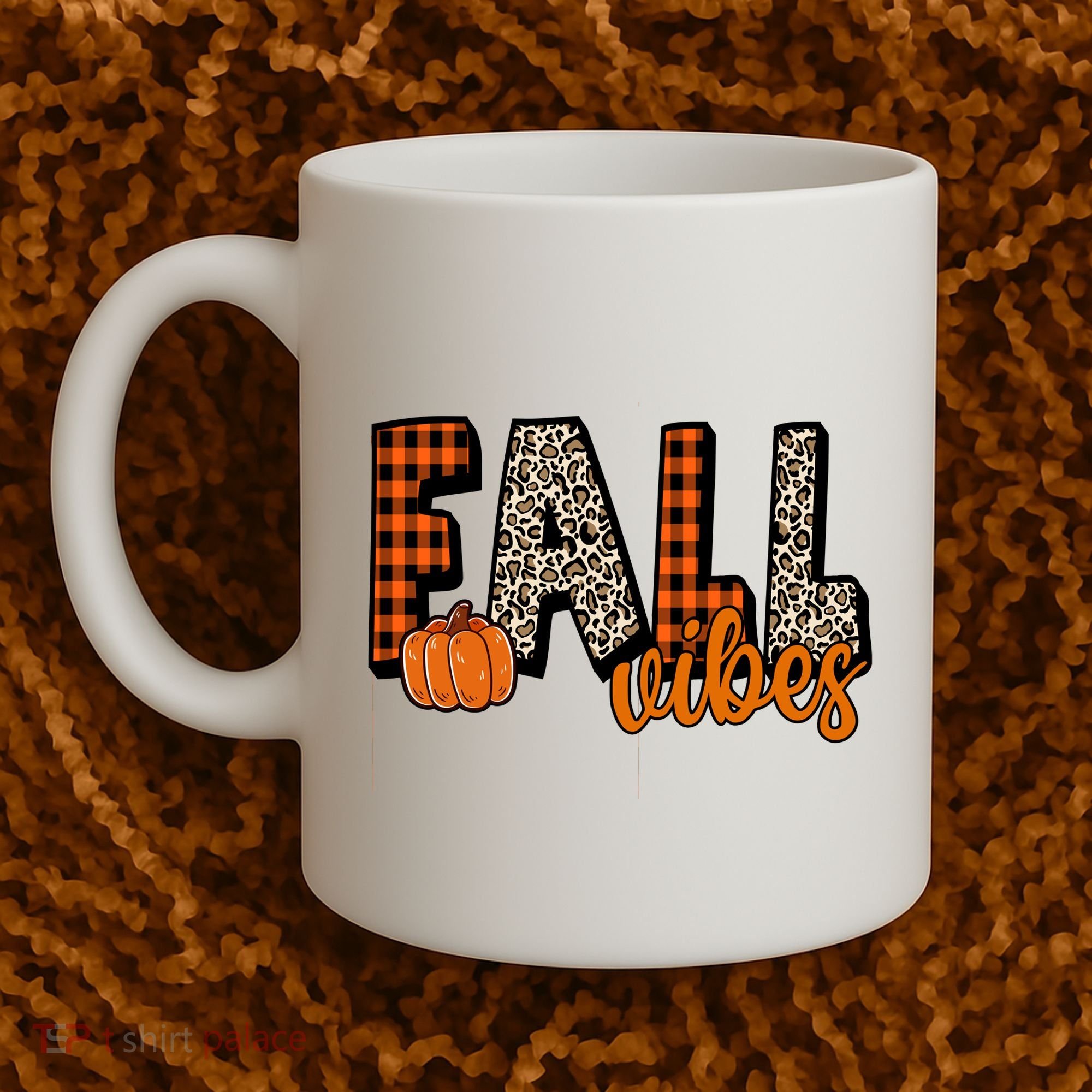 Fall Vibes Pumpkin Plaid Cheetah Coffee Mug