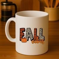 Fall Vibes Pumpkin Plaid Cheetah Coffee Mug thumb 4