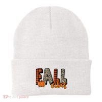 Fall Vibes Pumpkin Plaid Cheetah Beanie thumb 0