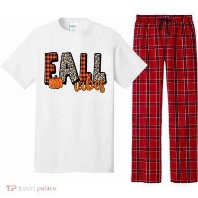 Fall Vibes Pumpkin Plaid Cheetah Pajama Set