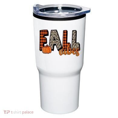 Fall Vibes Pumpkin Plaid Cheetah Tumbler