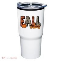 Fall Vibes Pumpkin Plaid Cheetah Tumbler thumb 0