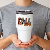 Fall Vibes Pumpkin Plaid Cheetah Tumbler thumb 2