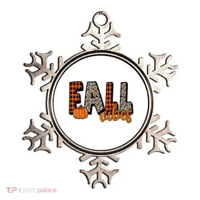 Fall Vibes Pumpkin Plaid Cheetah Ornament