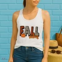 Fall Vibes Pumpkin Plaid Cheetah Women's Tank Top thumb 2