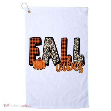 Fall Vibes Pumpkin Plaid Cheetah Golf Towel