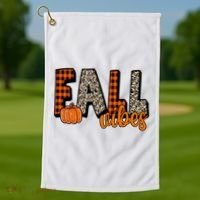 Fall Vibes Pumpkin Plaid Cheetah Golf Towel thumb 1