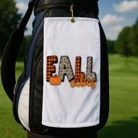Fall Vibes Pumpkin Plaid Cheetah Golf Towel thumb 2