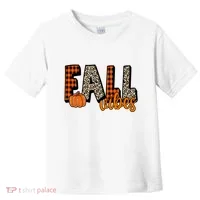 Fall Vibes Pumpkin Plaid Cheetah Toddler T-Shirt thumb 0