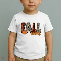 Fall Vibes Pumpkin Plaid Cheetah Toddler T-Shirt thumb 2