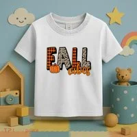Fall Vibes Pumpkin Plaid Cheetah Toddler T-Shirt thumb 3