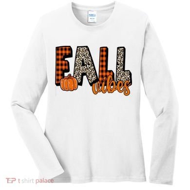 Fall Vibes Pumpkin Plaid Cheetah Women's Long Sleeve Shirt