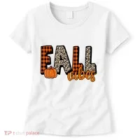 Fall Vibes Pumpkin Plaid Cheetah Women's T-Shirt thumb 0