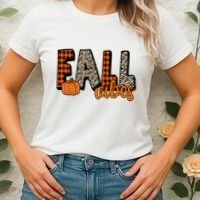 Fall Vibes Pumpkin Plaid Cheetah Women's T-Shirt thumb 2