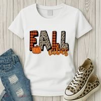 Fall Vibes Pumpkin Plaid Cheetah Women's T-Shirt thumb 3