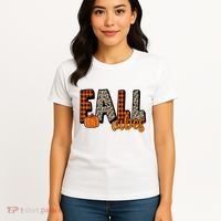 Fall Vibes Pumpkin Plaid Cheetah Women's T-Shirt thumb 4