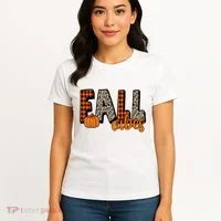 Fall Vibes Pumpkin Plaid Cheetah Women's T-Shirt thumb 4