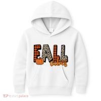 Fall Vibes Pumpkin Plaid Cheetah Kids Hoodie thumb 0