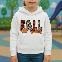Fall Vibes Pumpkin Plaid Cheetah Kids Hoodie thumb 3