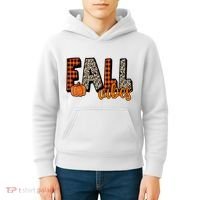 Fall Vibes Pumpkin Plaid Cheetah Kids Hoodie thumb 4