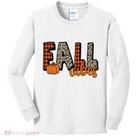 Fall Vibes Pumpkin Plaid Cheetah Kids Long Sleeve Shirt thumb 0