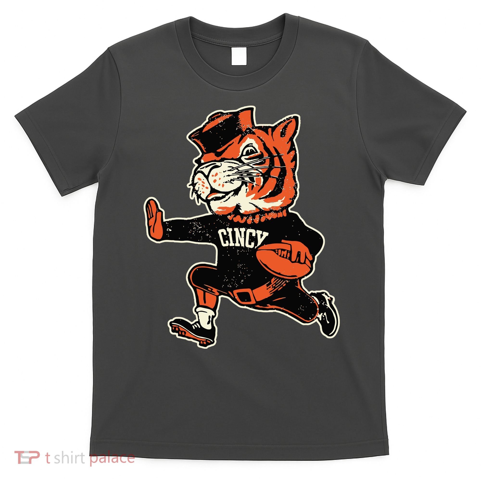 Funny Vintage Running Tiger Football Logo T-Shirt