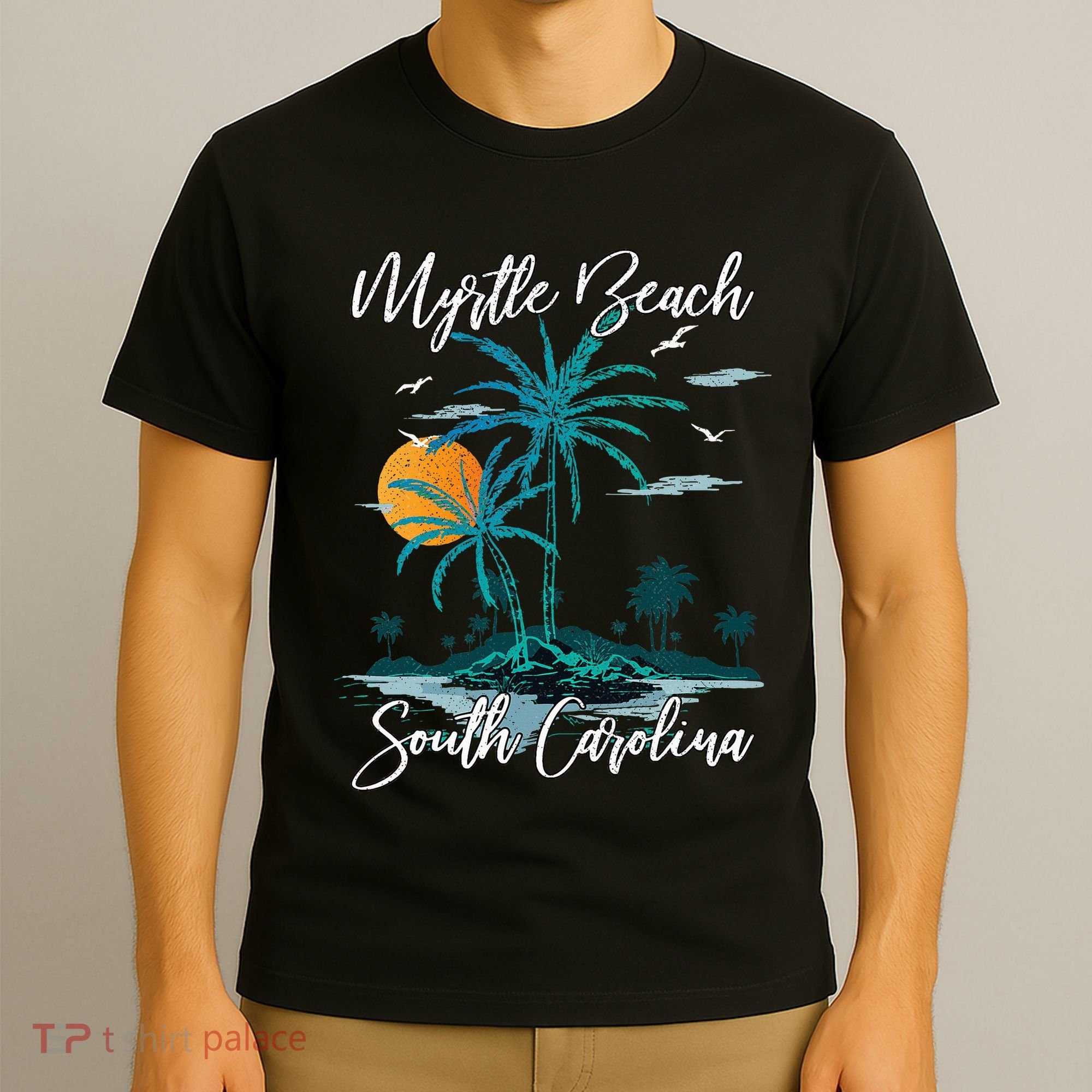 Family Vacation Retro Sunset South Carolina Myrtle Beach T-Shirt