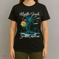 Family Vacation Retro Sunset South Carolina Myrtle Beach T-Shirt thumb 4
