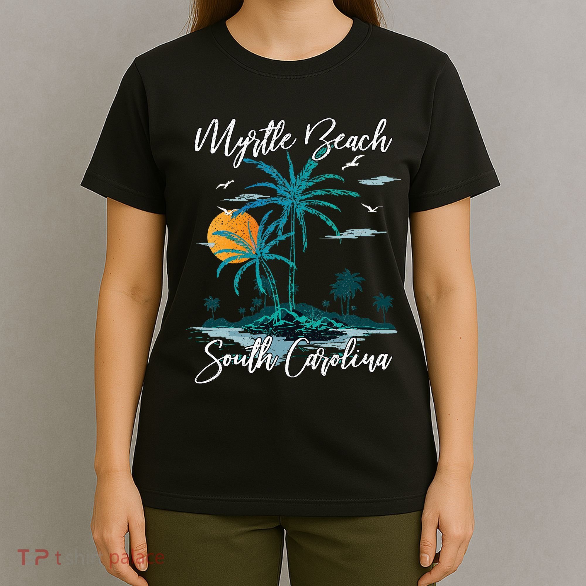 Family Vacation Retro Sunset South Carolina Myrtle Beach T-Shirt