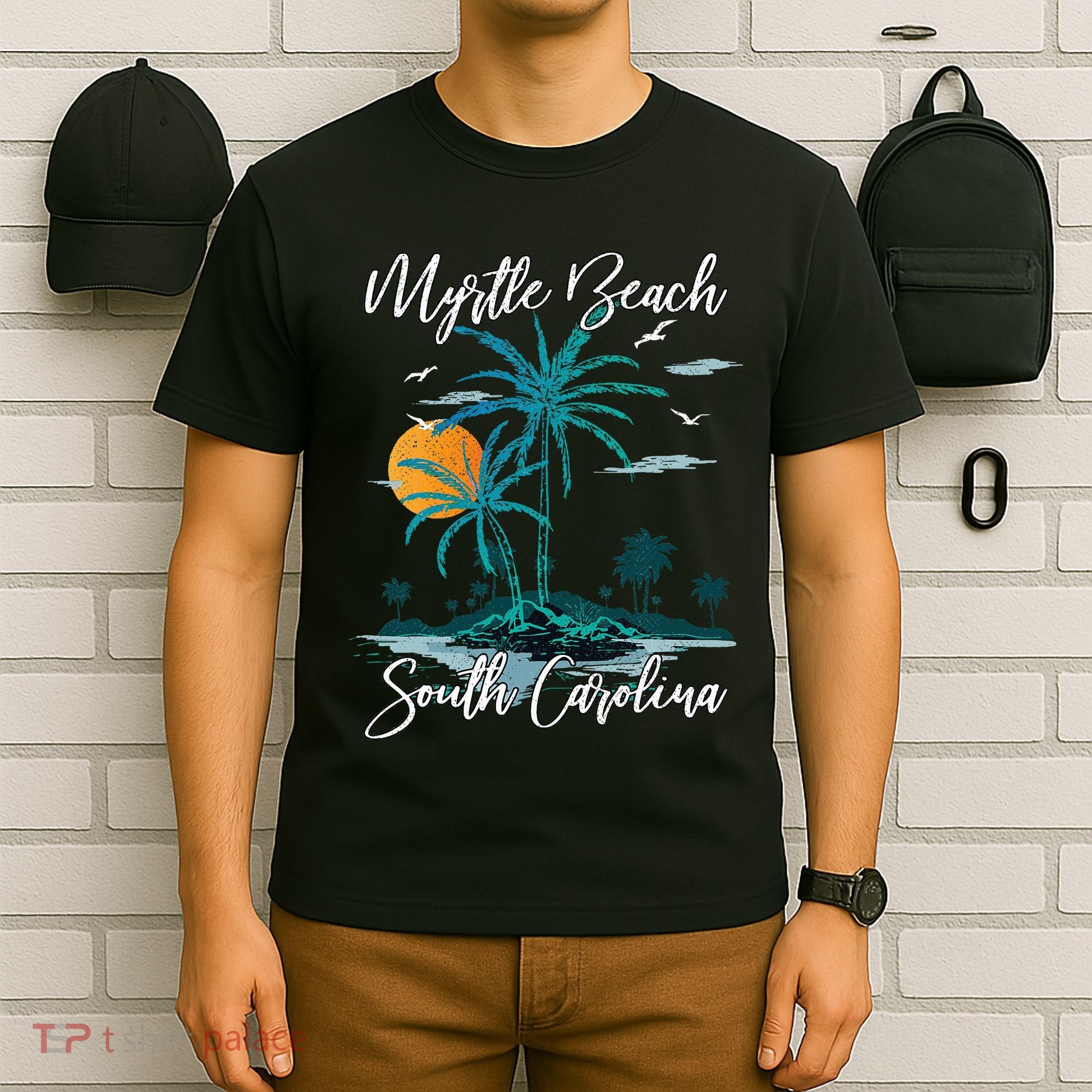 Family Vacation Retro Sunset South Carolina Myrtle Beach T-Shirt
