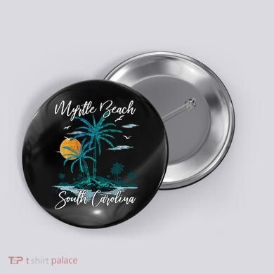 Family Vacation Retro Sunset South Carolina Myrtle Beach Button